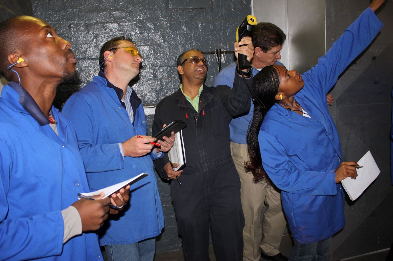 Faith Mkhacwa conducting a boiler assessment at the Rhodes Food Group in the Western Cape as part of the steam systems expert-level training. Credit: NCPC-SA