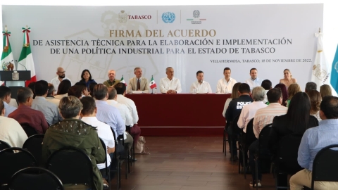 Signing of agreement UNIDO to provide industrial policy advice to Tabasco